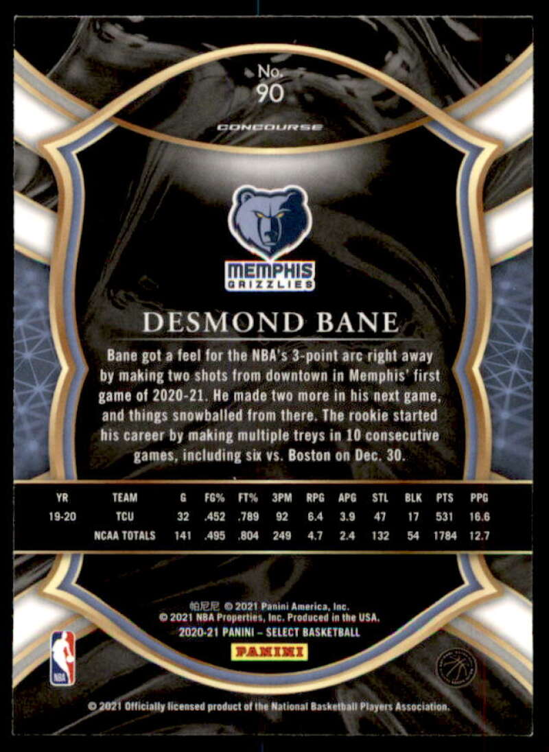 Desmond Bane Rookie Card 2020-21 Select Blue Retail #90  Image 2