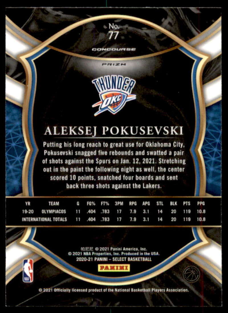 Aleksej Pokusevski Rookie Card 2020-21 Select Prizms Silver #77  Image 2