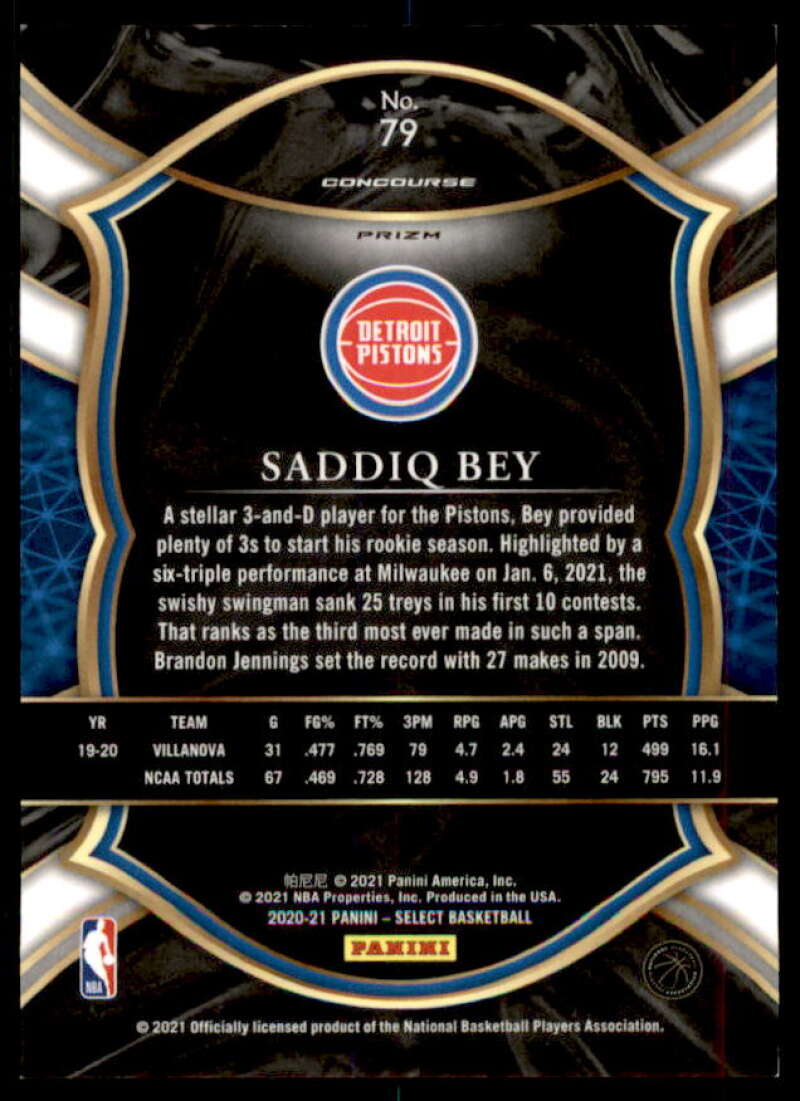 Saddiq Bey Rookie Card 2020-21 Select Prizms Disco #79  Image 2