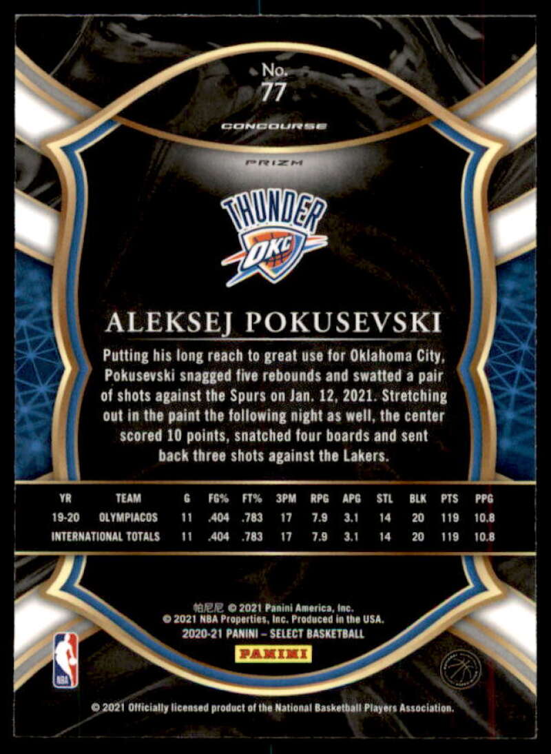 Aleksej Pokusevski Rookie Card 2020-21 Select Prizms Red Wave #77  Image 2