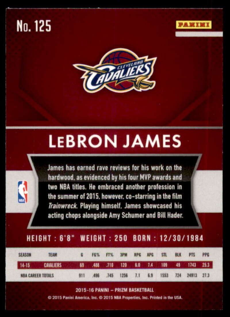 LeBron James Card 2015-16 Panini Prizm #125  Image 2