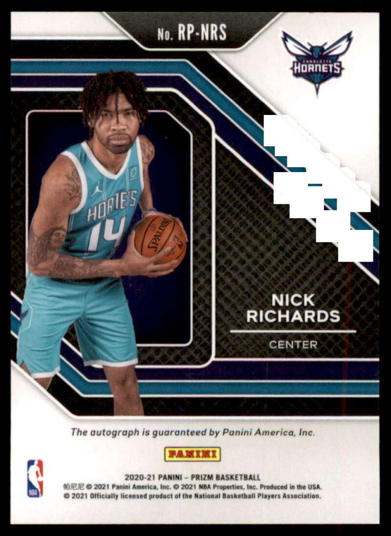 Nick Richards Rookie Card 2020-21 Panini Prizm Rookie Penmanship #20  Image 2