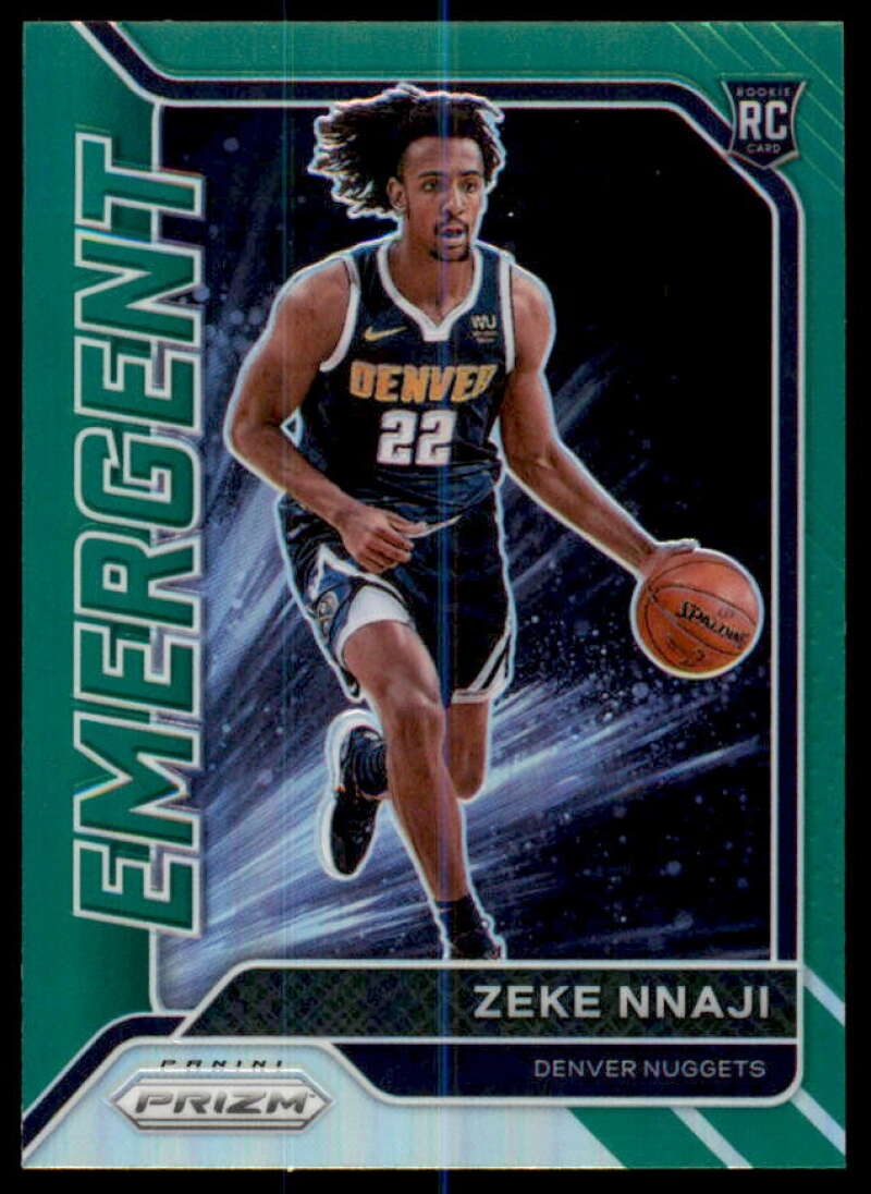 Zeke Nnaji Rookie Card 2020-21 Panini Prizm Emergent Prizms Green #6  Image 1