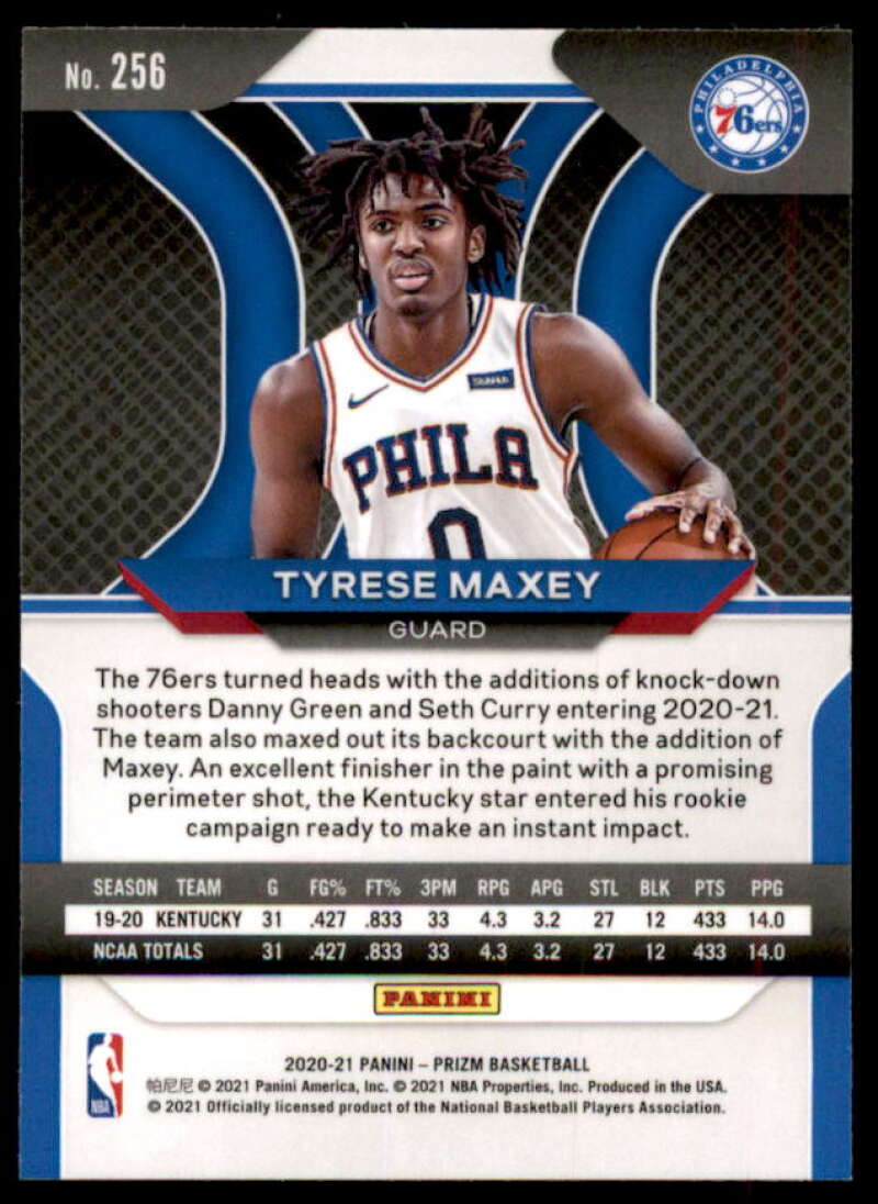 Tyrese Maxey RC Rookie Card 2020-21 Panini Prizm #256  Image 2