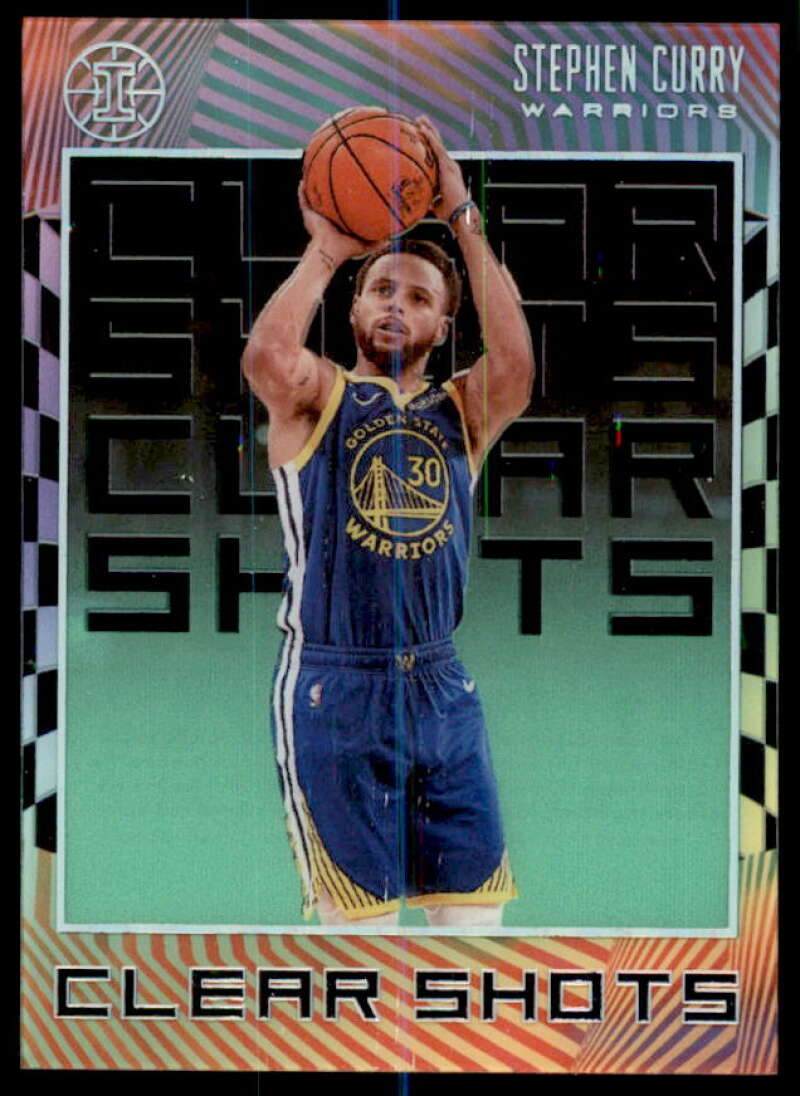 Stephen Curry Card 2019-20 Panini Illusions Clear Shots Emerald #9  Image 1