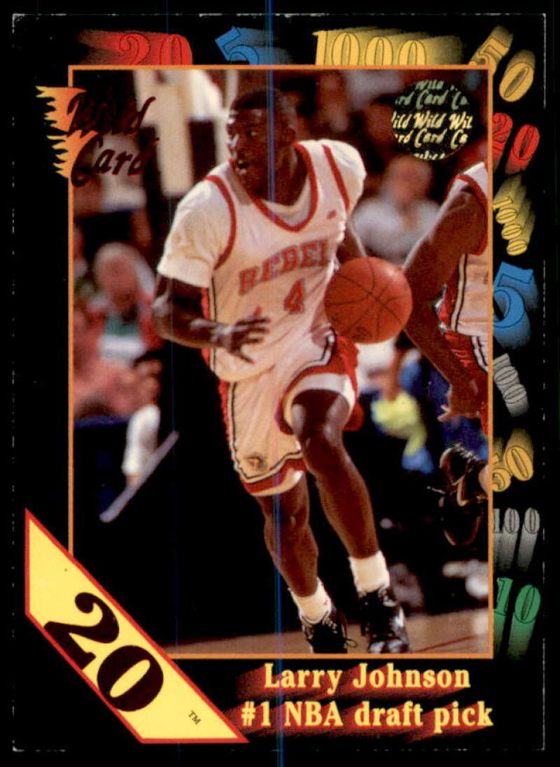 Larry Johnson No. 1 Pick Rookie Card 1991-92 Wild Card 20 Stripe #1  Image 1