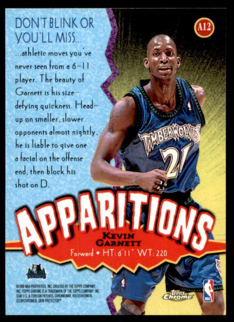 Kevin Garnett Card 1998-99 Topps Chrome Apparitions #A12  Image 2