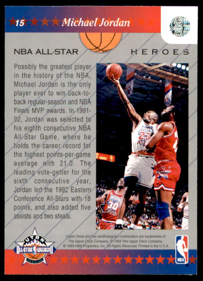 Michael Jordan Card 1992-93 Upper Deck All-Star Weekend #15  Image 2