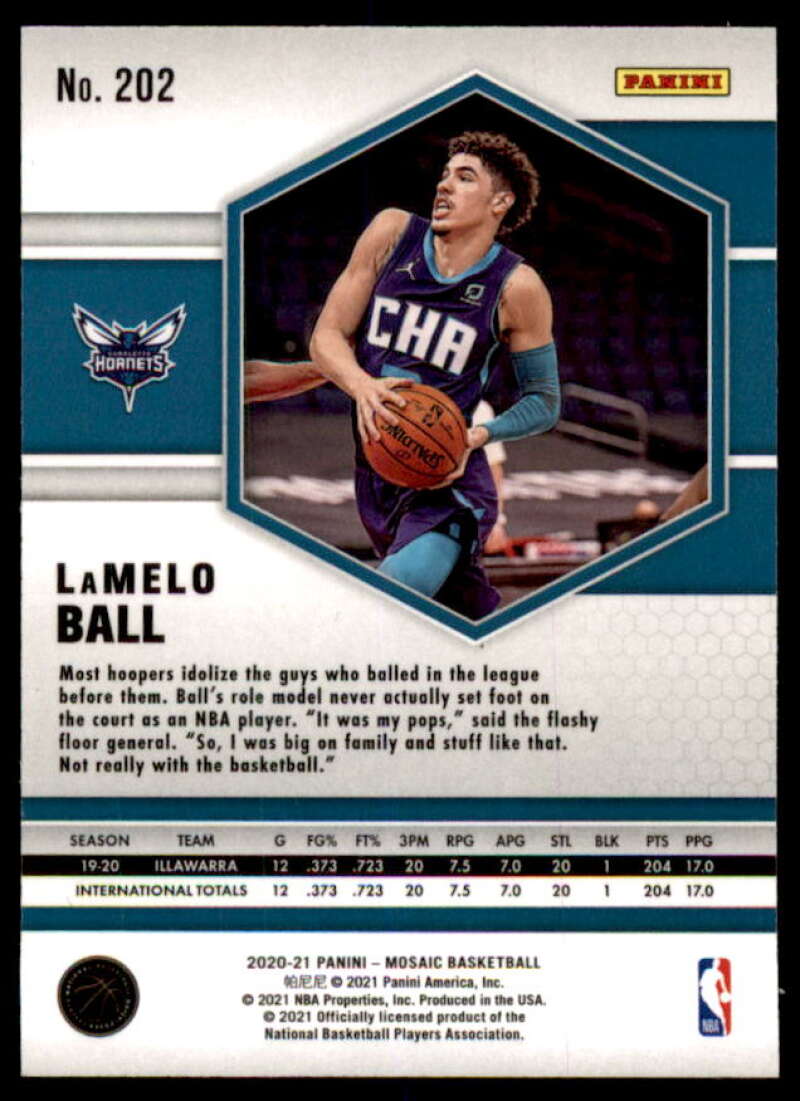 LaMelo Ball RC Rookie Card 2020-21 Panini Mosaic #202  Image 2