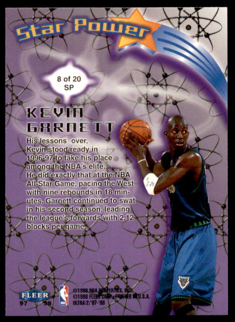 Kevin Garnett Card 1997-98 Ultra Star Power #SP8  Image 2