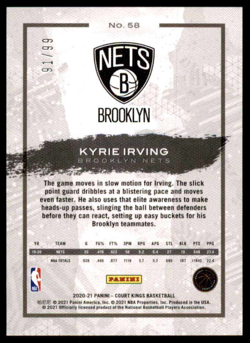 Kyrie Irving Card 2020-21 Court Kings Amethyst #58  Image 2