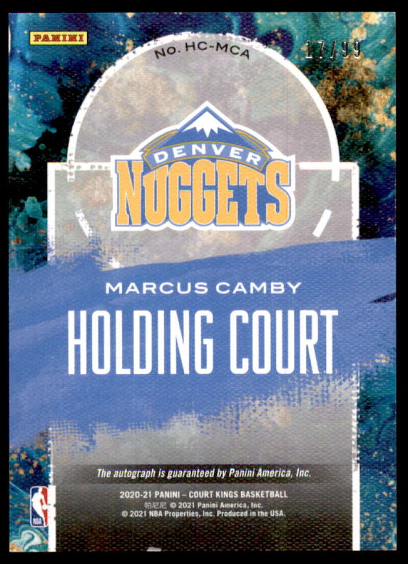 Marcus Camby Card 2020-21 Court Kings Holding Court Signartures #36  Image 2