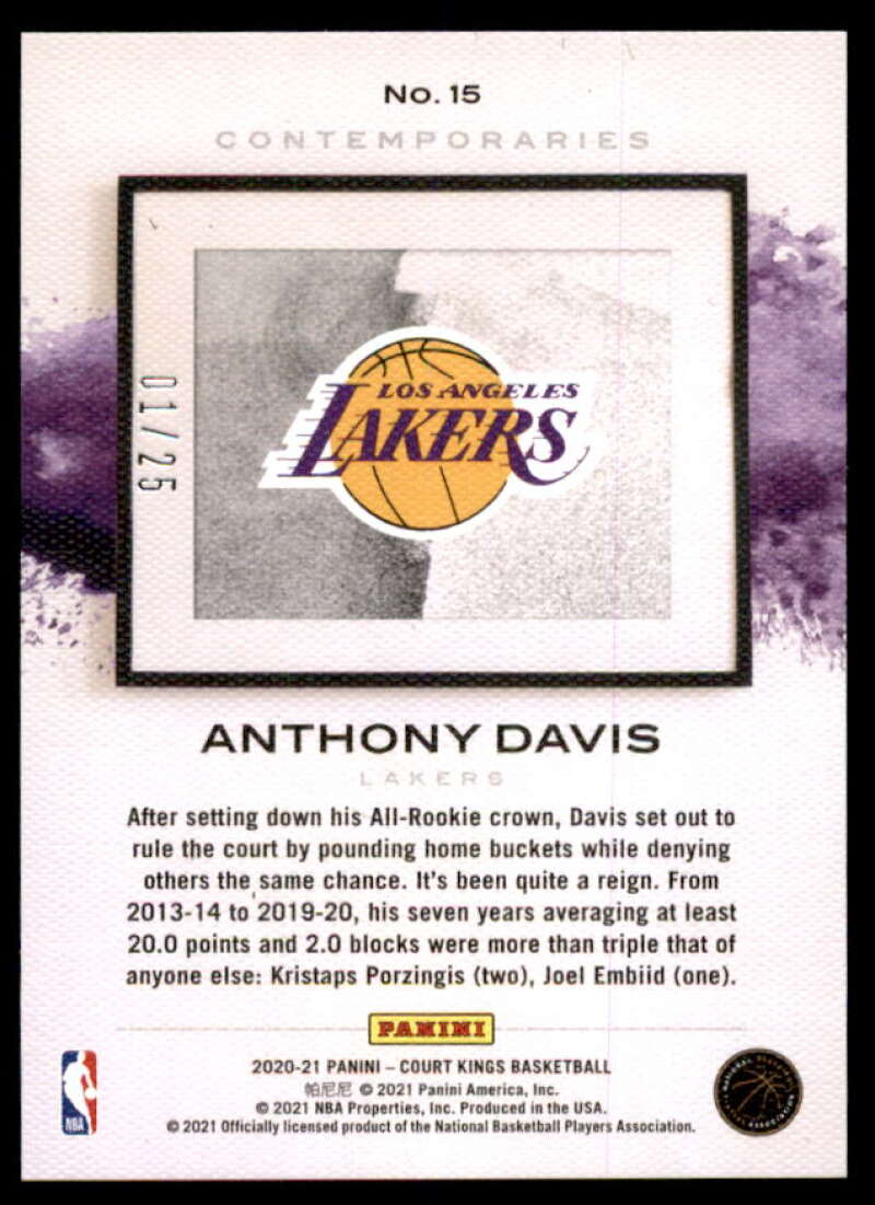 Anthony Davis Card 2020-21 Court Kings Contemporaries Jade #15  Image 2