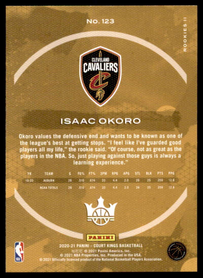 Isaac Okoro Rookie Card 2020-21 Court Kings #123  Image 2