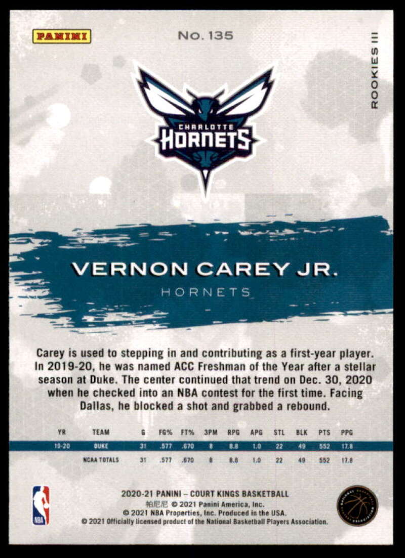 Vernon Carey Jr. Rookie Card 2020-21 Court Kings #135  Image 2