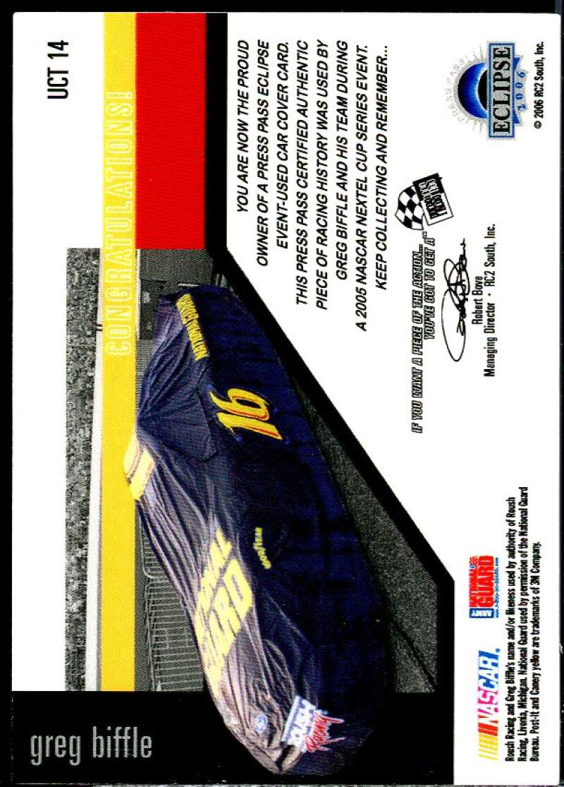 Greg Biffle Card 2006 Press Pass Eclipse Under Cover Cars #UCT14  Image 2