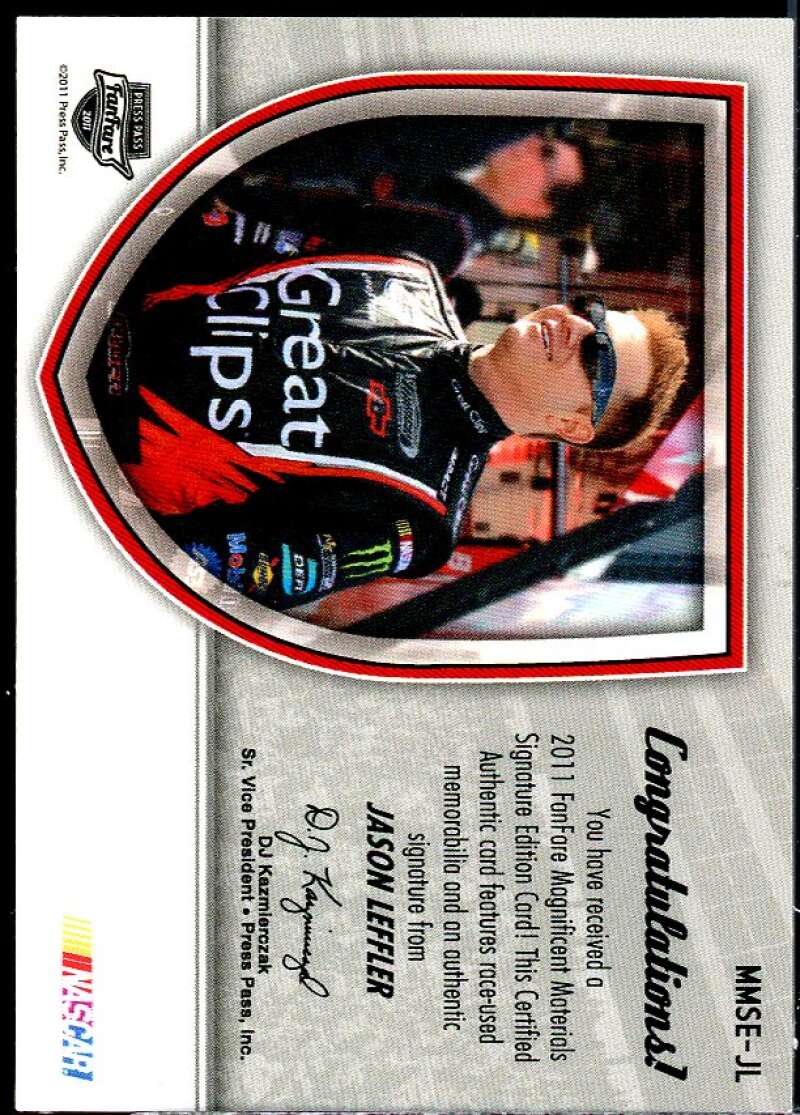 Jason Leffler 2011 Press Pass FanFare Magnificent Materials Signatures #MMSEJL  Image 2