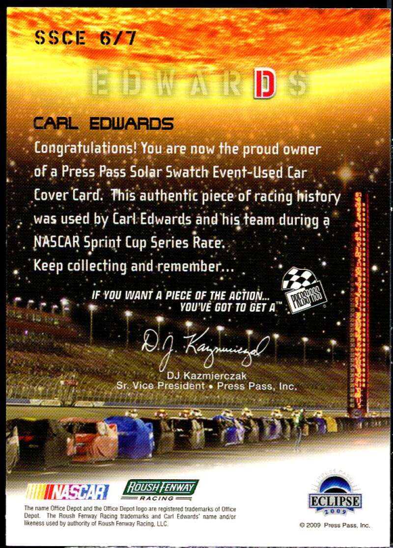 Carl Edwards D Card 2009 Press Pass Eclipse Solar Swatches #SSCE6  Image 2