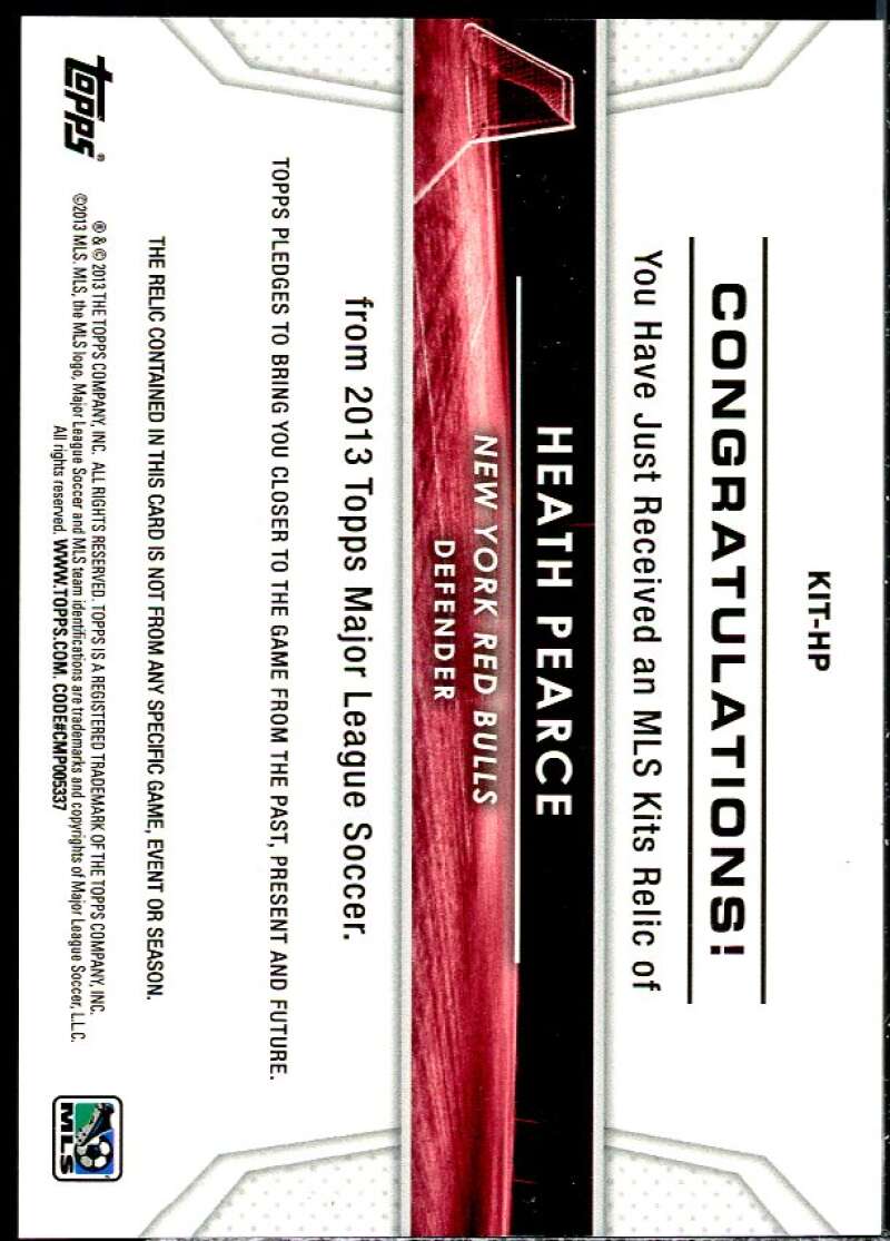 Heath Pearce Card 2013 Topps MLS Relics #HP  Image 2