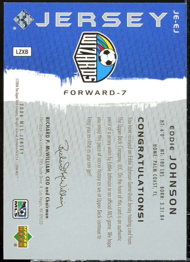 Eddie Johnson Card 2006 Upper Deck MLS Jerseys #JEEJ  Image 2