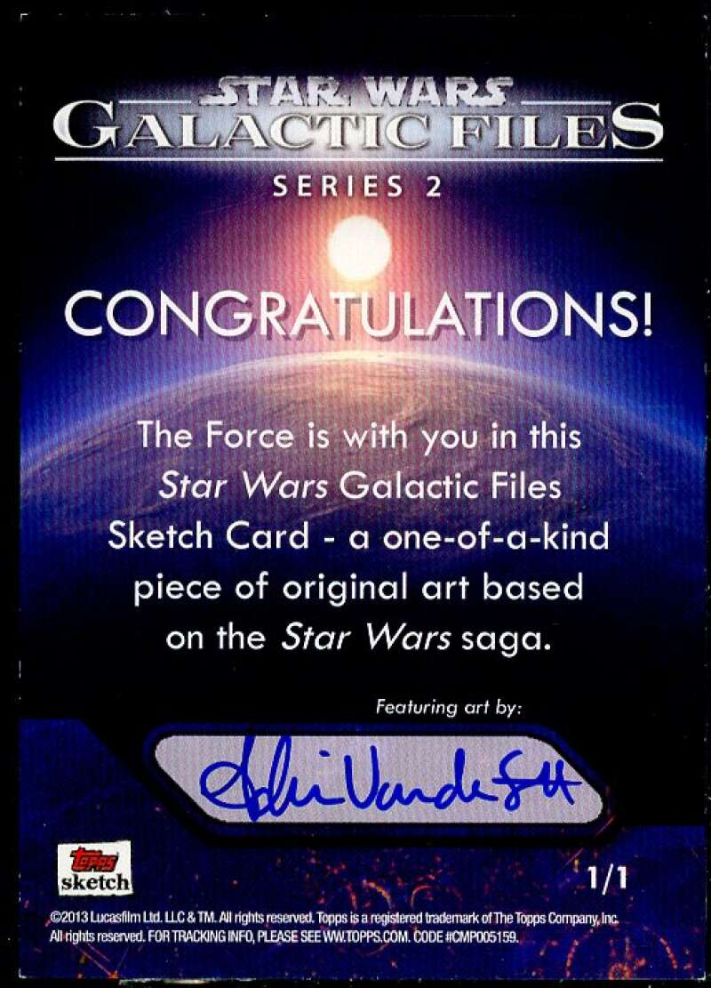 Adrianna Vanderstelt Autograph Sketch 2013 Star Wars Galactic Files 2  #1/1  Image 2