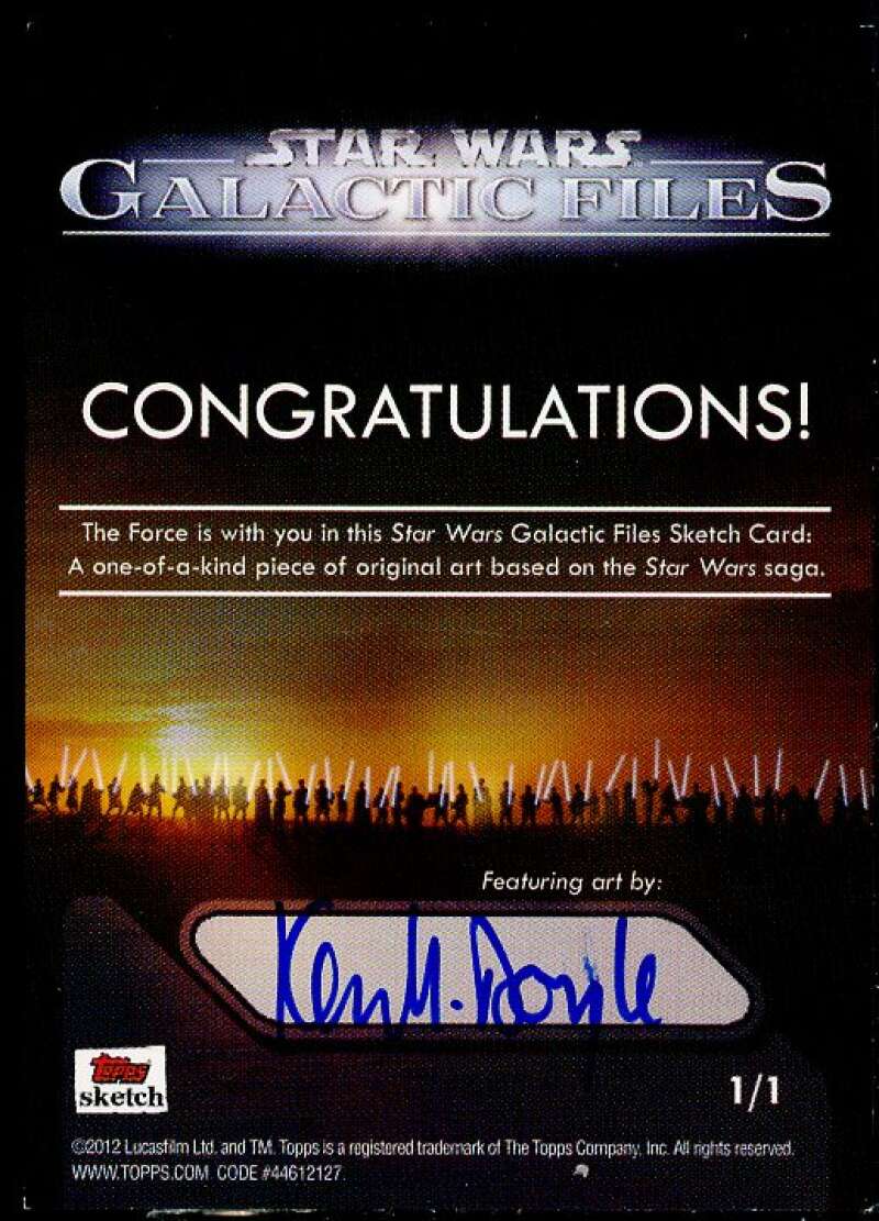 Kevin Doyle Autograph Sketch Card Card 2012 Star Wars Galactic Files #1/1  Image 2