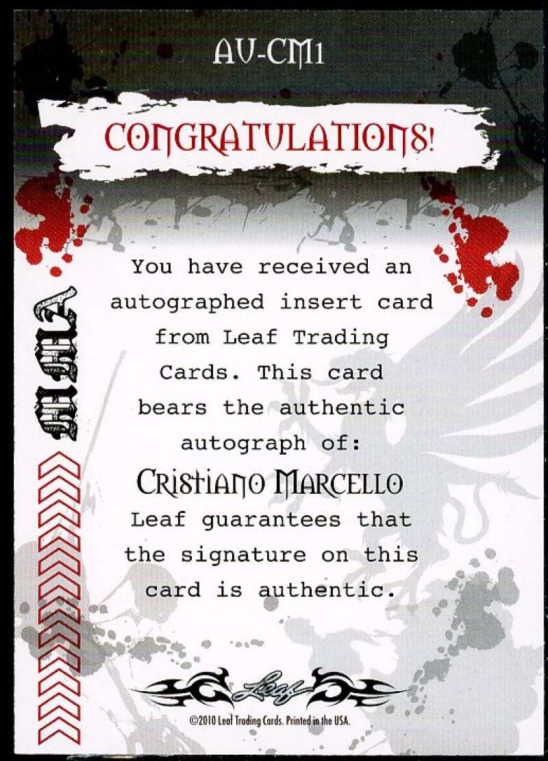 Cristiano Marcello Card 2010 Leaf MMA Autographs Red #AUCM1  Image 2