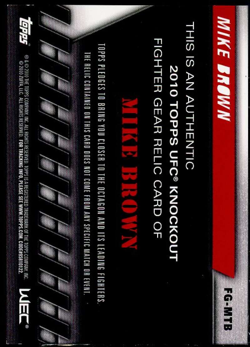 Mike Brown Card 2010 Topps UFC Knockout Fighter Gear Relics #FMMTB  Image 2