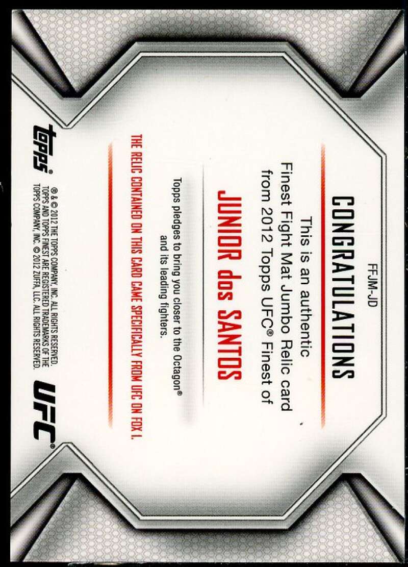 Junior dos Santos Card 2012 Finest UFC Jumbo Fight Mat Relics #FFJMJD  Image 2