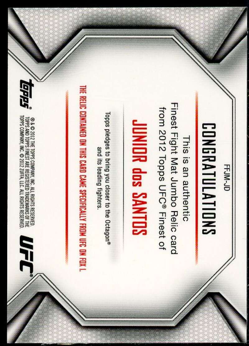 Junior dos Santos Card 2012 Finest UFC Jumbo Fight Mat Relics #FFJMJD  Image 2