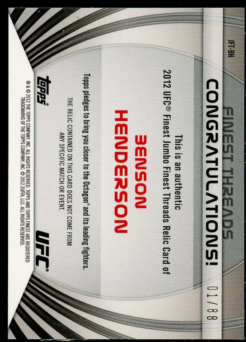 Benson Henderson 2012 Finest UFC Thread Jumbo Fighter JSY Refractor Gold #JFTBH  Image 2