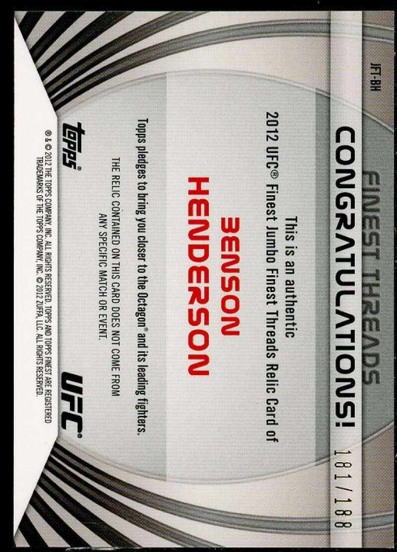 Benson Henderson 2012 Finest UFC Threads Jumbo Fighter Relics X-Fractors #JFTBH  Image 2