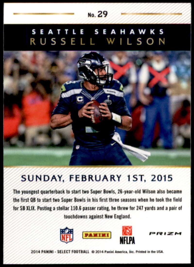 Russell Wilson Card 2014 Select Super Bowl Blue Mojo #29 Image 2