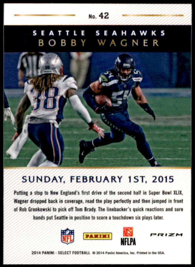 Bobby Wagner Card 2014 Select Super Bowl Blue Mojo #42 Image 2
