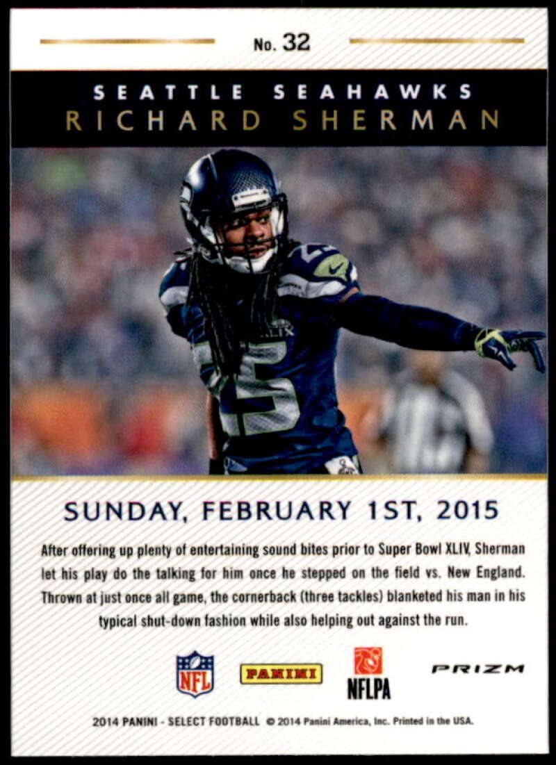 Richard Sherman Card 2014 Select Super Bowl Blue Mojo #33 Image 2