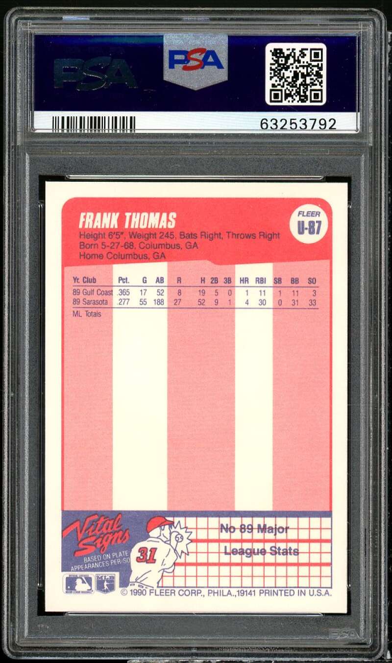 Frank Thomas Rookie Card 1990 Fleer Update #U-87 PSA 9 Auto Authentic Image 2