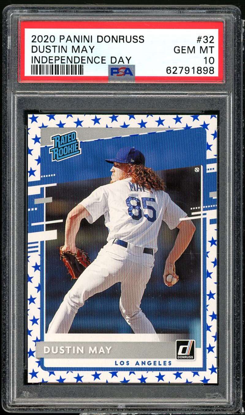 Dustin May Rookie Card 2019 Donruss Independence Day #32 PSA 10 Image 1