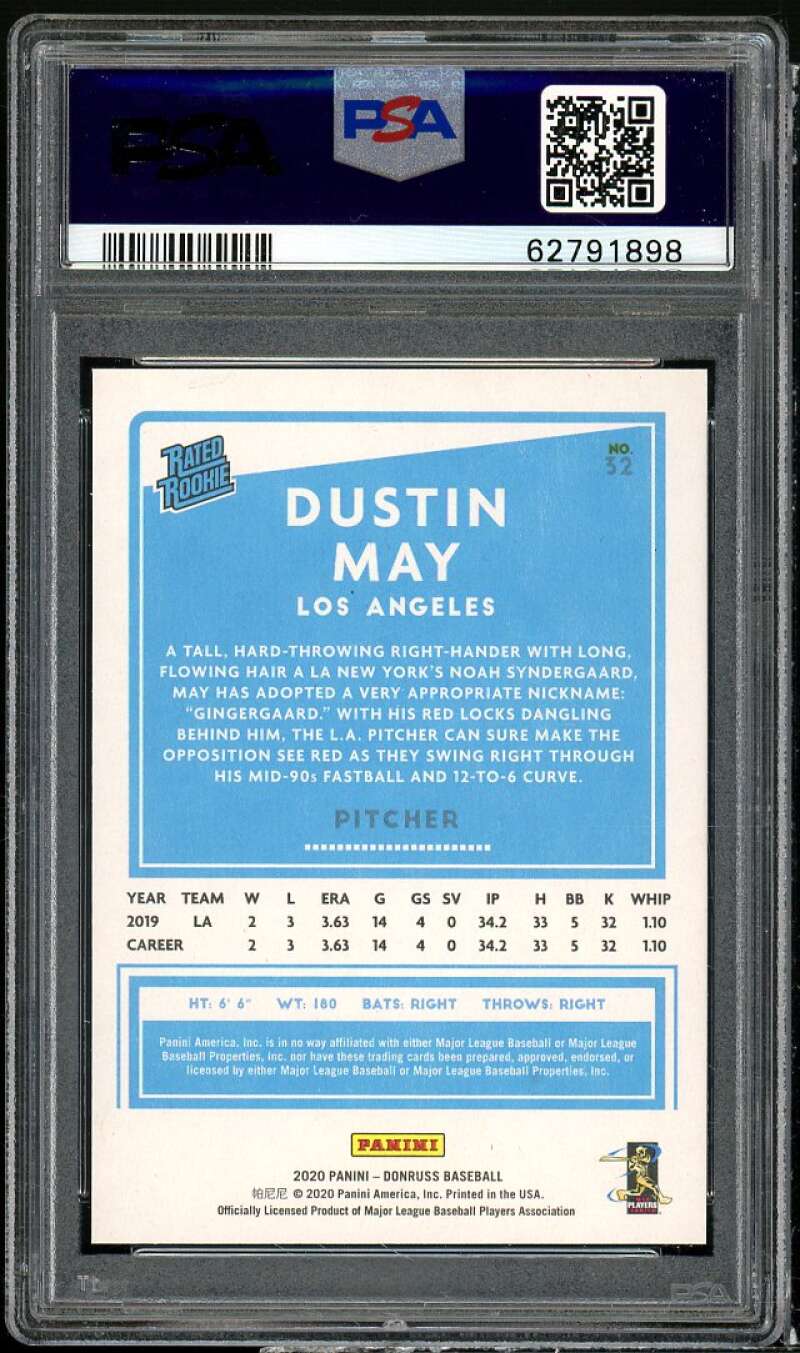 Dustin May Rookie Card 2019 Donruss Independence Day #32 PSA 10 Image 2