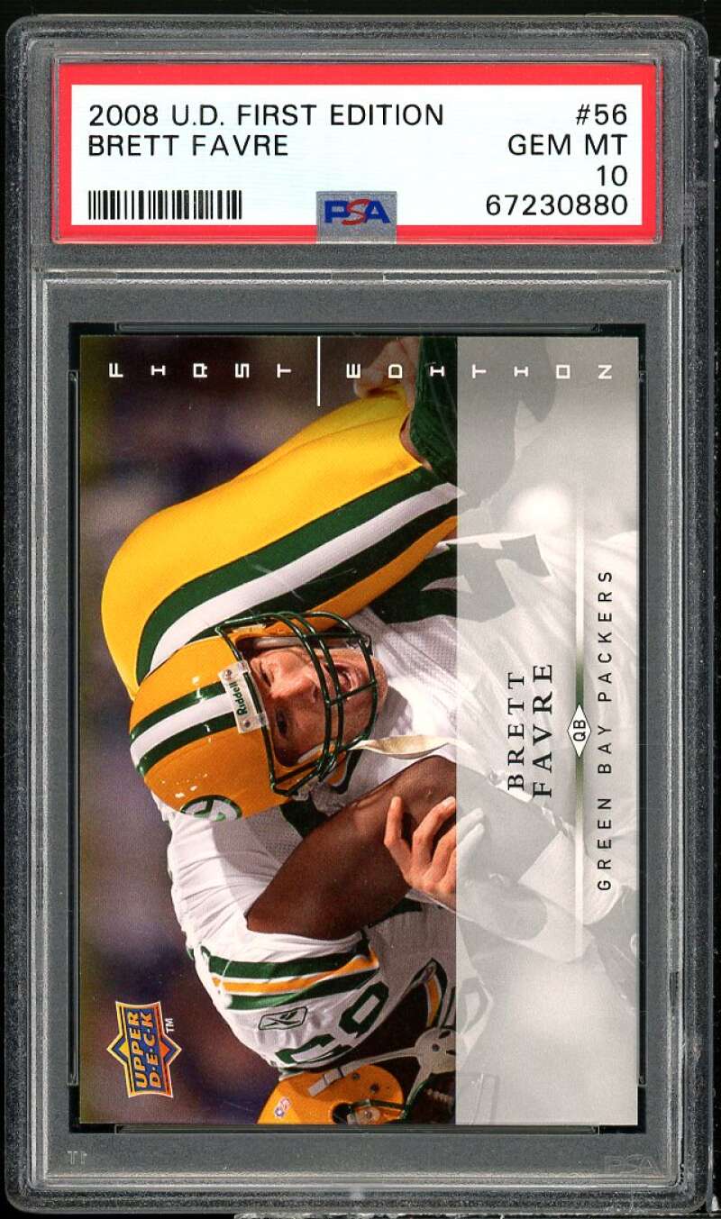 Brett Favre Card 2008 UD First Edition #56 PSA 10 Image 1