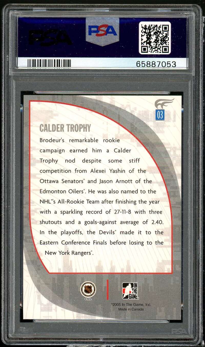 Martin Brodeur Card 2005-06 ITG Passing The Torch #3 PSA 10 Image 2