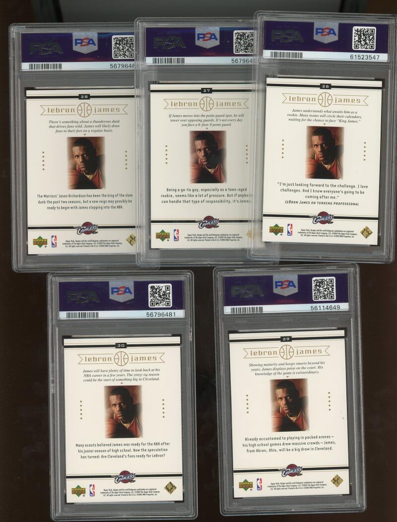 2003 Upper Deck Box Set Lebron James Rookie (1-30) Complete Set PSA 9 Image 12