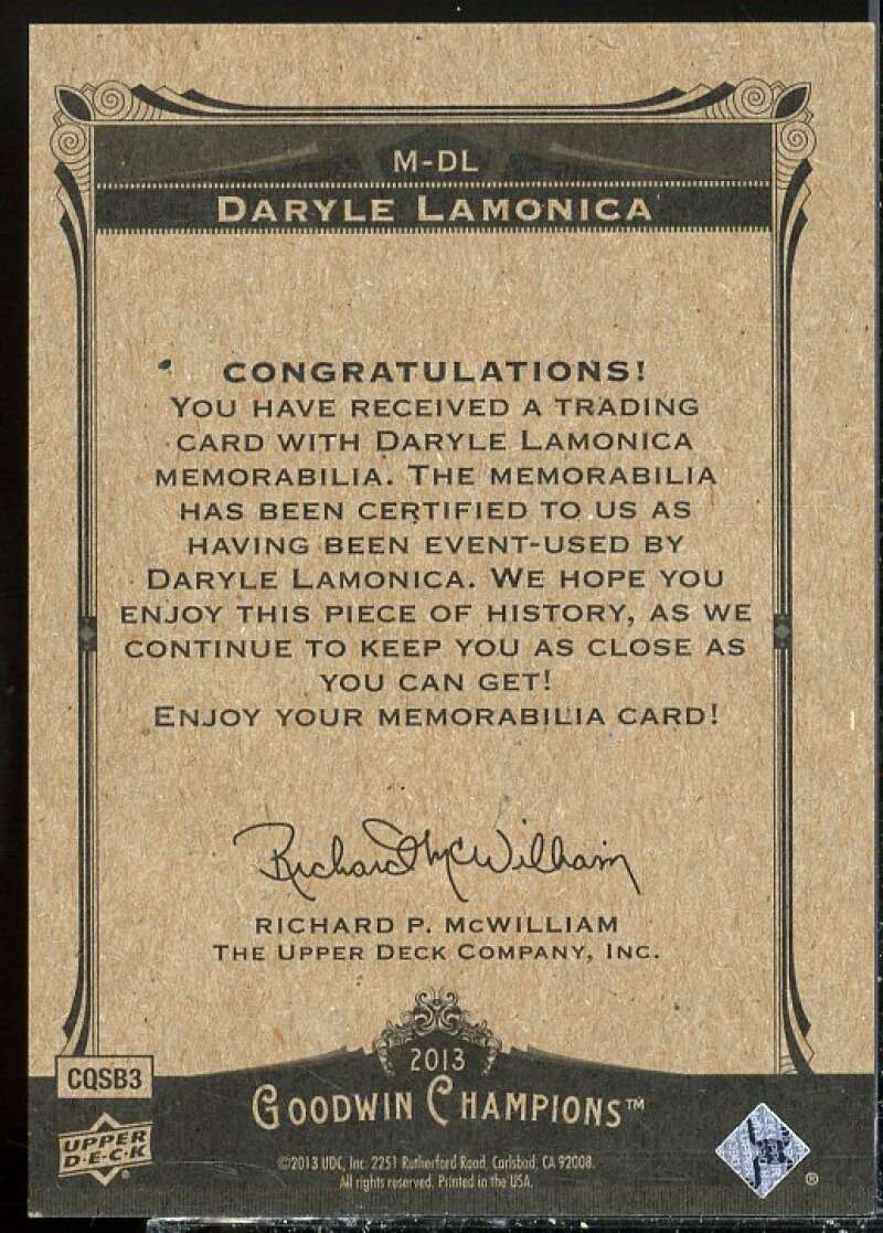 Daryle Lamonica D Card 2013 Upper Deck Goodwin Champions Memorabilia #MDL  Image 2