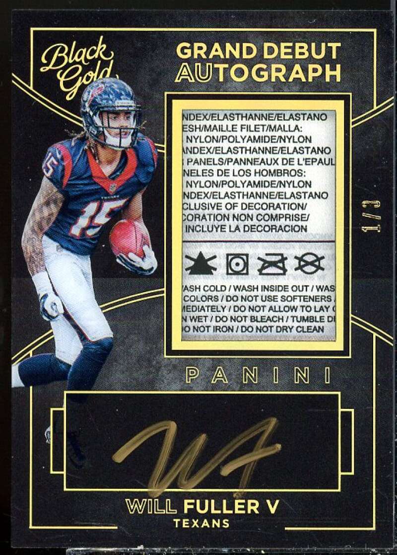 Will Fuller Rookie 2016 Panini Black Gold Grand Debut Autograph Jerseys Tag #21  Image 1