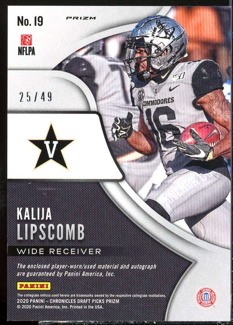 Kalija Lipscomb Rookie 2020 Panini Prizm Draft Picks Patch Autographs Green #19  Image 2