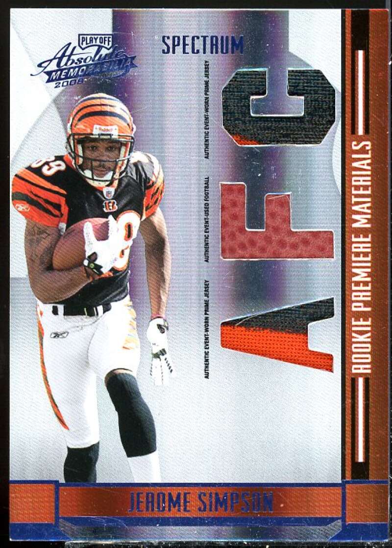 Jerome Simpson 2008 Absolute Rookie Premiere Materials AFC Spectrum Prime #263  Image 1