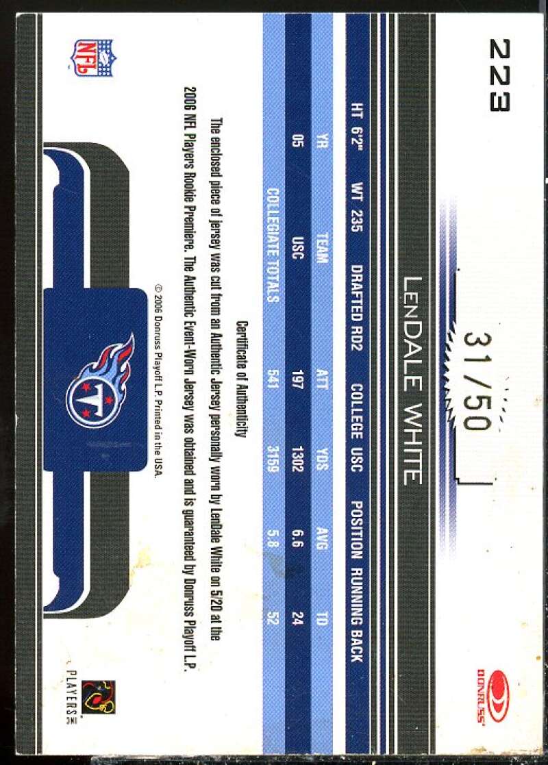 LenDale White Card 2006 Donruss Gridiron Gear Rookie Jerseys Autographs #223  Image 2