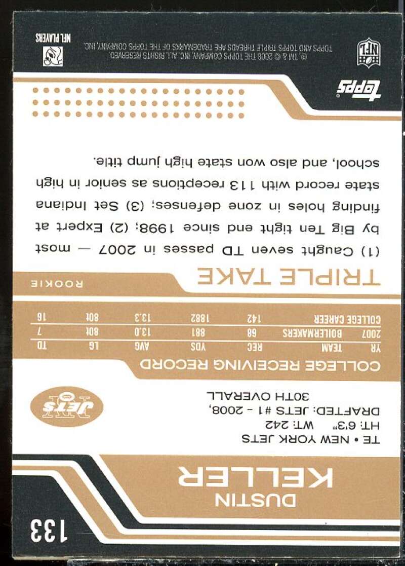 Dustin Keller JSY AU Rookie Card 2008 Topps Triple Threads Sepia #133  Image 2