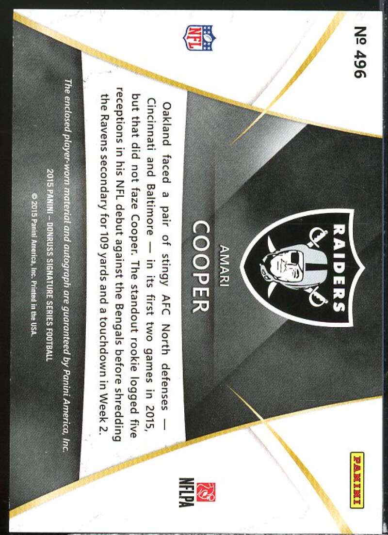 Amari Cooper JSY AU RC Rookie Card 2015 Donruss Signature Series #496  Image 2