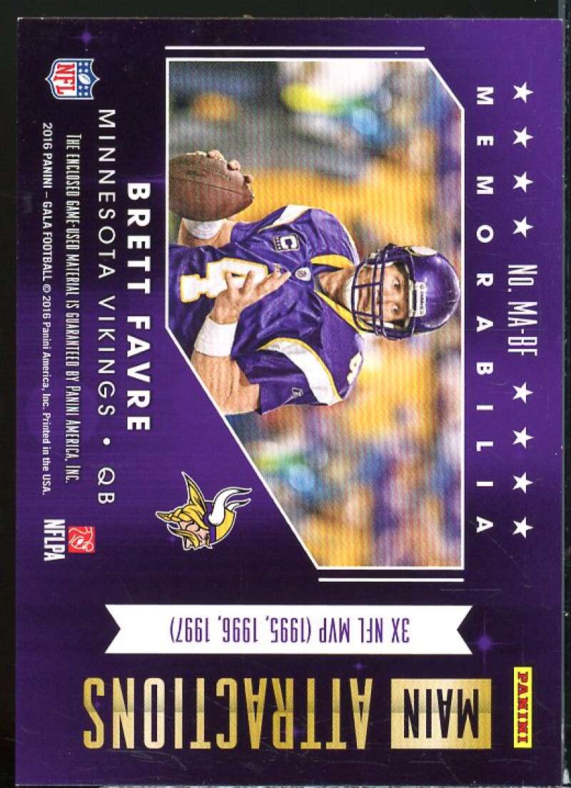 Brett Favre Card 2016 Panini Gala Main Attractions Jerseys #7  Image 2
