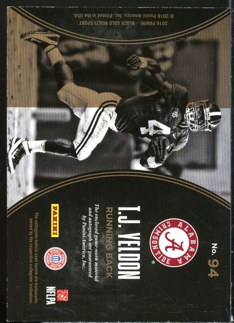 T.J. Yeldon Rookie 2016 Panini Black Gold Collegiate Autograph Jerseys Prime #94  Image 2